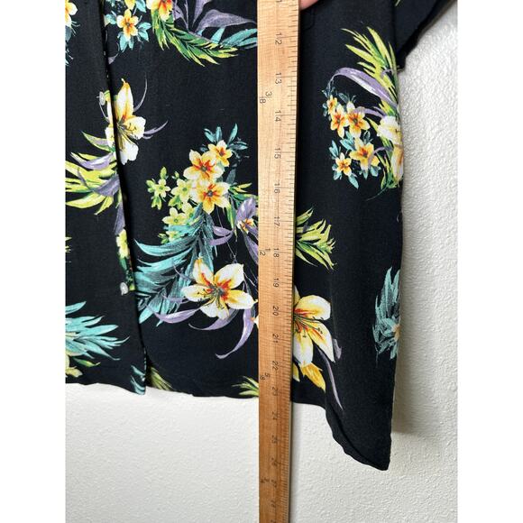 Lovestitch Black Teal Yellow Multi Short Sleeve Collared Button Hawaiian Shirt L - Picture 12 of 12
